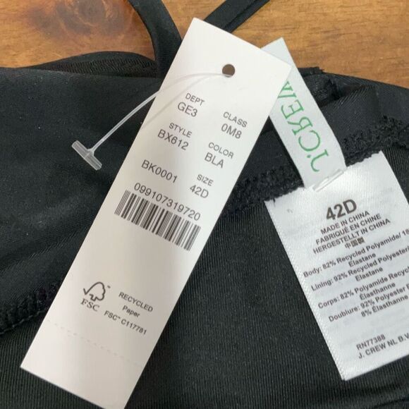 J. Crew Black BX612 Balconette Underwire Bikini Top Swimsuit Size 42D NWT - Picture 3 of 3